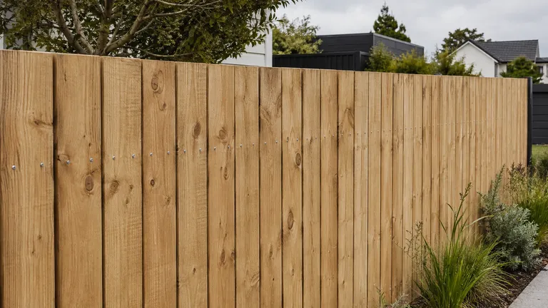 Evenly installed timber fence palings with visible natural grain