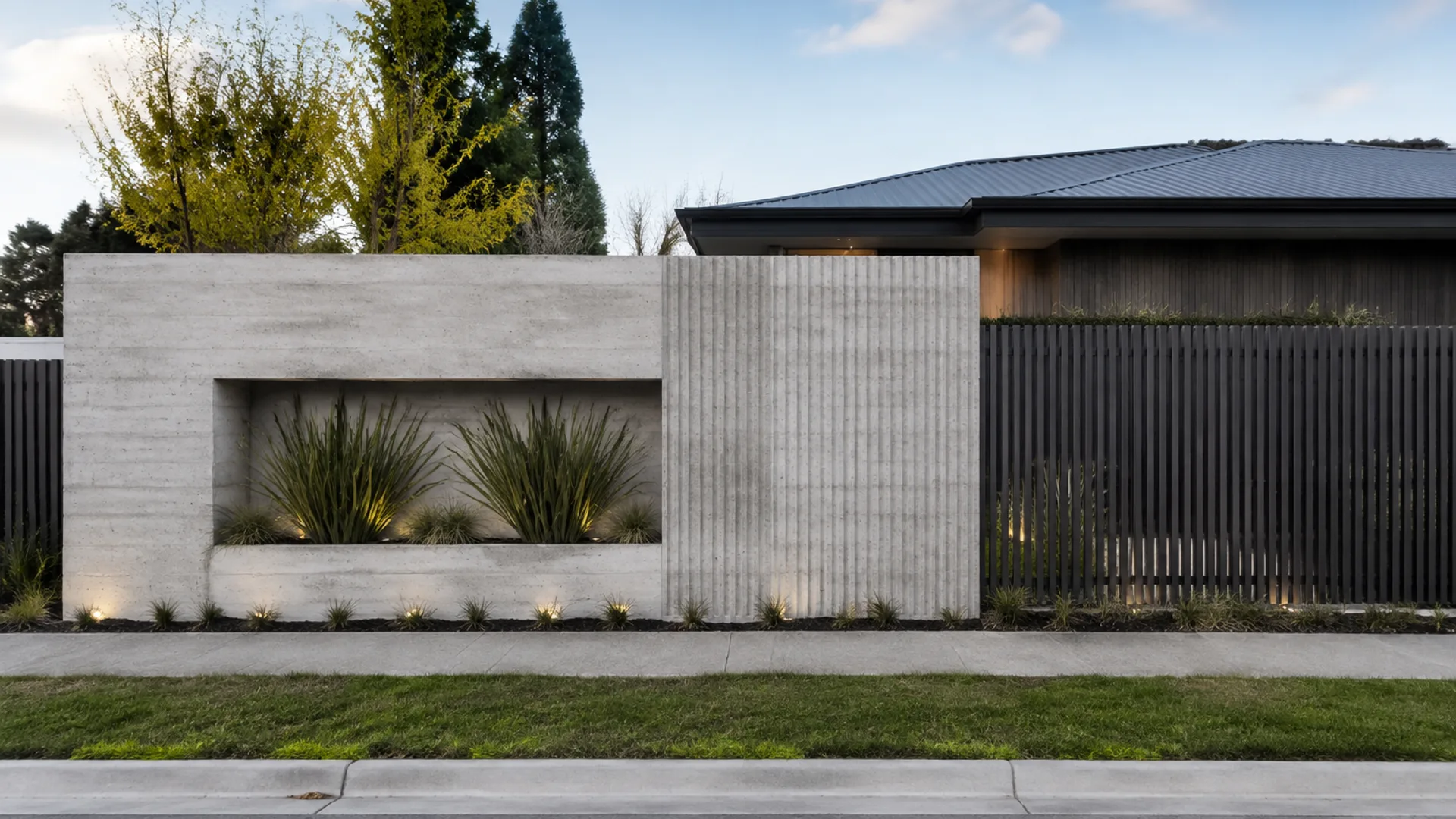 Concrete Feature Fence design inspiration in a Canterbury setting
